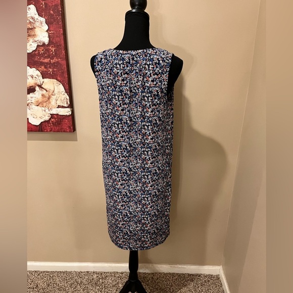 Michael Kors Small Floral Print Sheath Dress with Logo Gold Zipper V Neck, Med - Picture 3 of 3